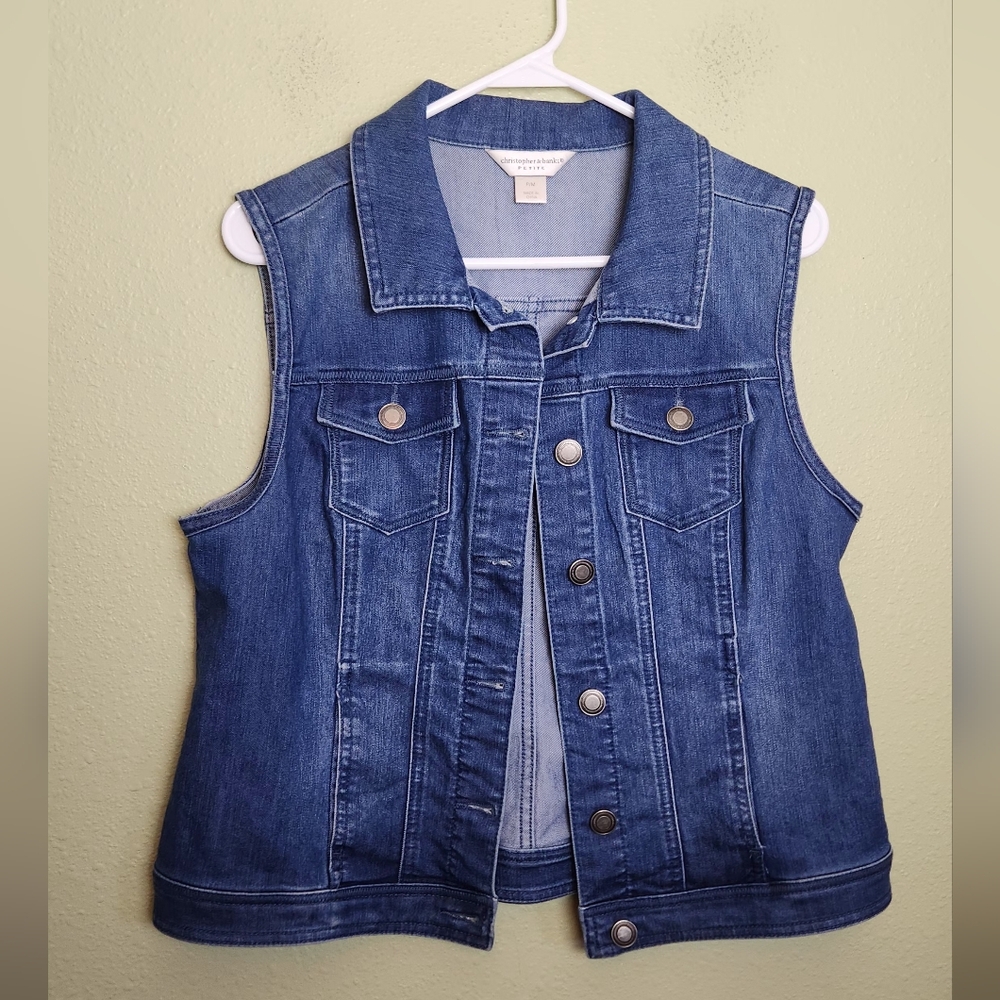 Denim Vest Women's Medium Petite By Christopher & Banks